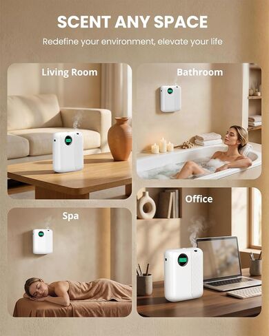 RoyAroma Waterless Essential Oil Diffuser for Home & Office, Smart Bluetooth App Control Scent Machine, 3000 Sq Ft Coverage, 400mL Cold Air Aromatherapy for Large Rooms - Pearl White in Saudi Arabia