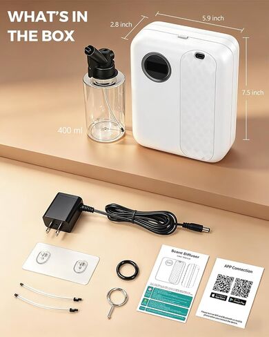 RoyAroma Waterless Essential Oil Diffuser for Home & Office, Smart Bluetooth App Control Scent Machine, 3000 Sq Ft Coverage, 400mL Cold Air Aromatherapy for Large Rooms - Pearl White in Saudi Arabia