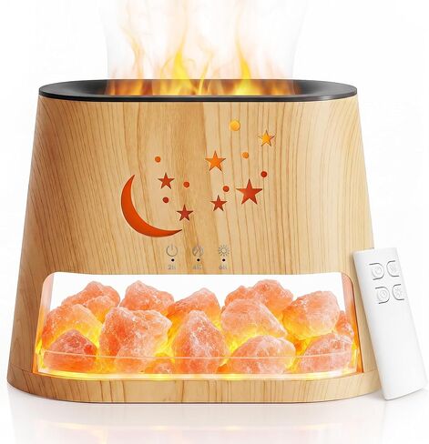 Essential Oil Diffuser & Himalayan Salt Lamp - 5 in 1 Aromatherapy Diffuser Humidifier with Remote Control, 8 Color LED Lights Cool Mist Humidifier for Home, Bedroom, Office, Yoga, 260ml in Kuwait