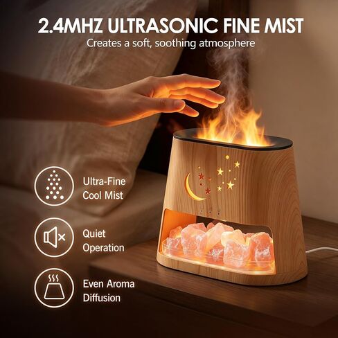 Essential Oil Diffuser & Himalayan Salt Lamp - 5 in 1 Aromatherapy Diffuser Humidifier with Remote Control, 8 Color LED Lights Cool Mist Humidifier for Home, Bedroom, Office, Yoga, 260ml in Kuwait
