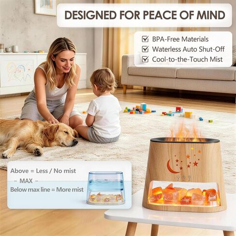 Essential Oil Diffuser & Himalayan Salt Lamp - 5 in 1 Aromatherapy Diffuser Humidifier with Remote Control, 8 Color LED Lights Cool Mist Humidifier for Home, Bedroom, Office, Yoga, 260ml in Kuwait