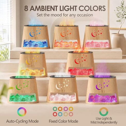 Essential Oil Diffuser & Himalayan Salt Lamp - 5 in 1 Aromatherapy Diffuser Humidifier with Remote Control, 8 Color LED Lights Cool Mist Humidifier for Home, Bedroom, Office, Yoga, 260ml in Kuwait