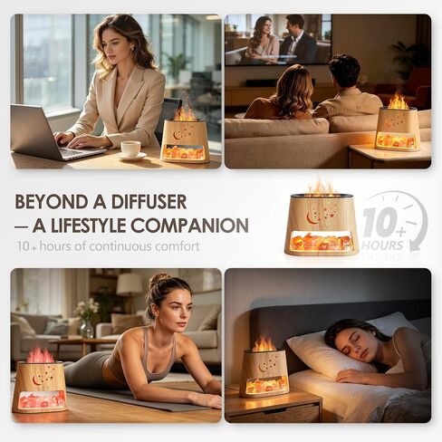 Essential Oil Diffuser & Himalayan Salt Lamp - 5 in 1 Aromatherapy Diffuser Humidifier with Remote Control, 8 Color LED Lights Cool Mist Humidifier for Home, Bedroom, Office, Yoga, 260ml in Kuwait
