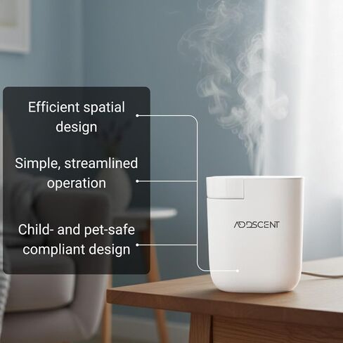Atom Plug-in Fragrance Oil Diffuser 60ml Capacity, Smart Timer, Adjustable Intensity, Energy Efficient, Compact White Aroma Machine for Home, Office and Spa, Premium Plug in Oil Diffuser in Saudi Arabia