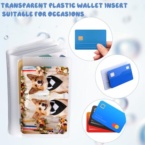 Set of 8 Plastic Wallet Insert for Credit Cards, Clear Plastic Wallet Picture Holder Bifold Credit Card Holder Wallet Photo Insert for Men and Women Social Security ID Photo in Kuwait