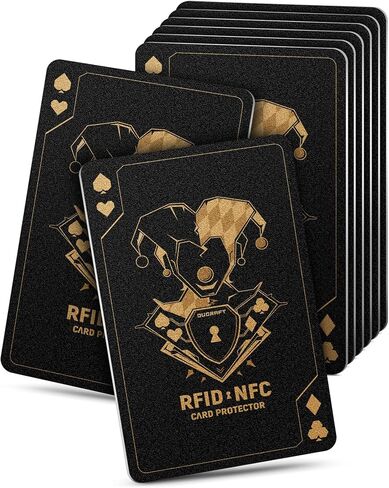DUGRAFT 4 Pack RFID Blocking Cards Credit Card Protectors Anti-Theft Card Blocker NFC Contactless Protection for Entire Wallet, Travel Essentials, Art Deco in Kuwait