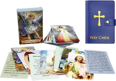 Catholic Faux Leather Holy Card Holder – Pocket Prayer Card Organizer with Snap Closure,Portable Travel Wallet for Religious, Book Bible Accessory with Cards (03-Light Purple) in Kuwait