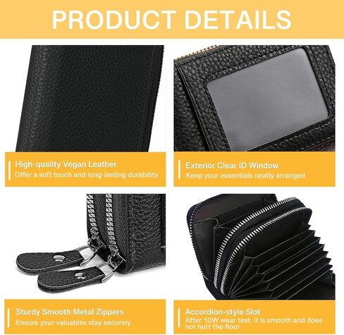 Credit Card Holder Wallet with ID Window & Zipper Small Wallet for Women Men RFID Blocking Leather Accordion Card Case Compact Pocket Mini Purse in Kuwait