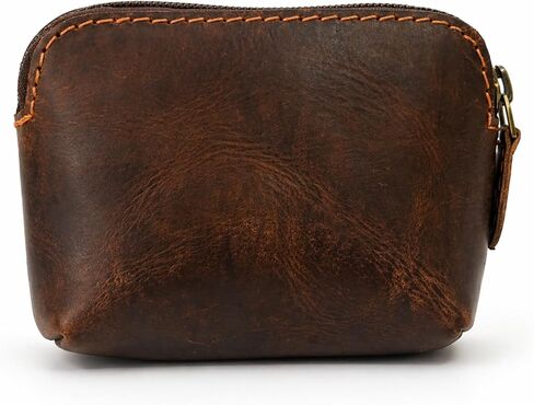 Leather Playing Card Case with Zipper, Handmade Poker Card Holder, Small Multi Use Storage Pouch for Coins, Earbuds & Accessories, Brown, 12 x 9 x 4 cm in Saudi Arabia