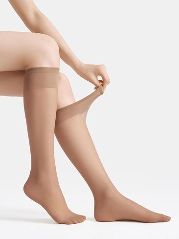 leg elegant Sheer Knee High Stockings for Women, 6 Pairs Knee High Transparent Toes Nylons Pantyhose for Women in Saudi Arabia