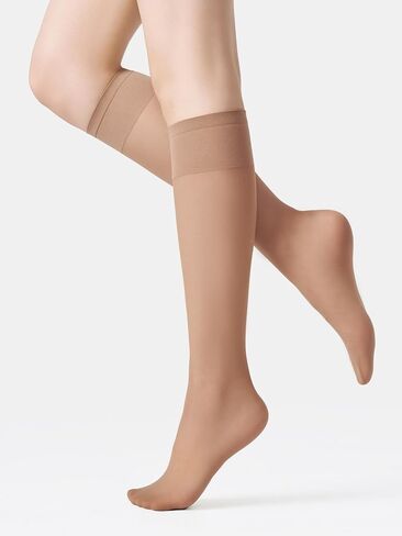 leg elegant Sheer Knee High Stockings for Women, 6 Pairs Knee High Transparent Toes Nylons Pantyhose for Women in Saudi Arabia