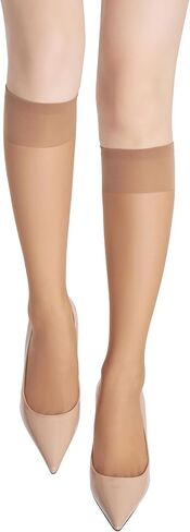 leg elegant Sheer Knee High Stockings for Women, 6 Pairs Knee High Transparent Toes Nylons Pantyhose for Women in Saudi Arabia