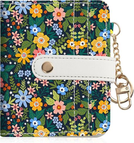 Women Wallet, RFID Blocking Bifold PU Leather Wallet, Small Slim Compact Purse with Clear ID Window & Zipper Coin Pocket, Credit Card Holder for Ladies,1 ID window 8 Card Slots,Line drawing in Saudi Arabia