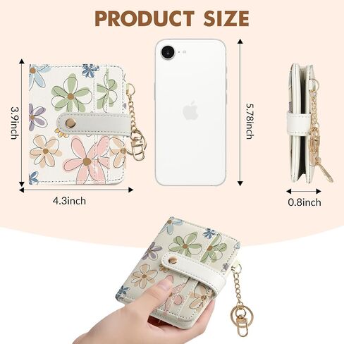 Women Wallet, RFID Blocking Bifold PU Leather Wallet, Small Slim Compact Purse with Clear ID Window & Zipper Coin Pocket, Credit Card Holder for Ladies,1 ID window 8 Card Slots,Line drawing in Saudi Arabia