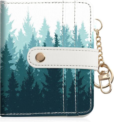 Women Wallet, RFID Blocking Bifold PU Leather Wallet, Small Slim Compact Purse with Clear ID Window & Zipper Coin Pocket, Credit Card Holder for Ladies,1 ID window 8 Card Slots,Line drawing in Saudi Arabia