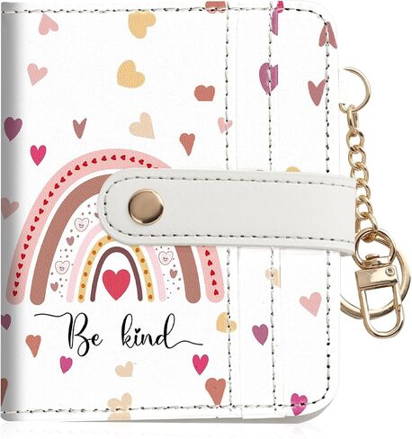 Women Wallet, RFID Blocking Bifold PU Leather Wallet, Small Slim Compact Purse with Clear ID Window & Zipper Coin Pocket, Credit Card Holder for Ladies,1 ID window 8 Card Slots,Line drawing in Saudi Arabia