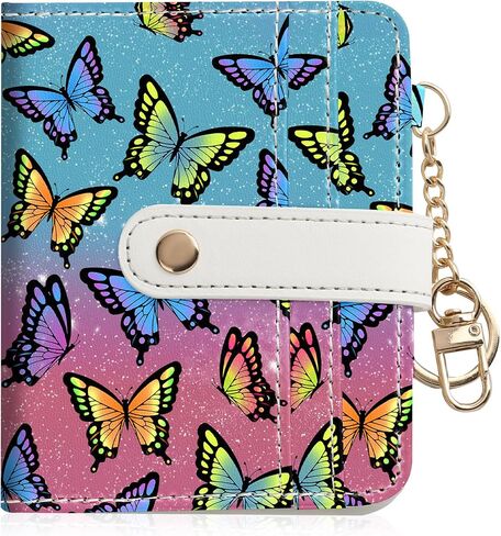 Women Wallet, RFID Blocking Bifold PU Leather Wallet, Small Slim Compact Purse with Clear ID Window & Zipper Coin Pocket, Credit Card Holder for Ladies,1 ID window 8 Card Slots,Line drawing in Saudi Arabia