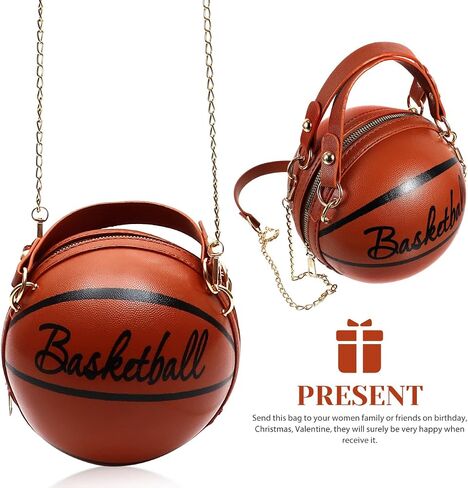 Healeved Basketball Shape Shaped purse Cross Body Bag, Round Handbag, PU Handbag Shoulder Bag for Women and Girls Trendy Zipper Pouch Chic Shoulder Purse for Casual Outings Stadium Events in Kuwait