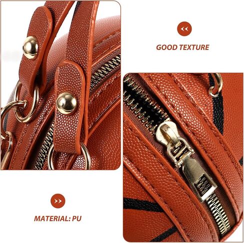 Healeved Basketball Shape Shaped purse Cross Body Bag, Round Handbag, PU Handbag Shoulder Bag for Women and Girls Trendy Zipper Pouch Chic Shoulder Purse for Casual Outings Stadium Events in Kuwait