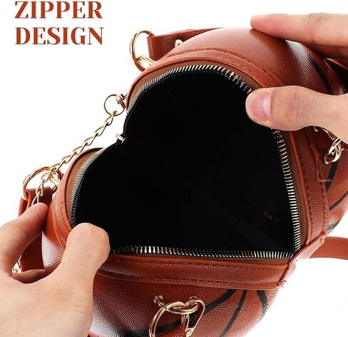 Healeved Basketball Shape Shaped purse Cross Body Bag, Round Handbag, PU Handbag Shoulder Bag for Women and Girls Trendy Zipper Pouch Chic Shoulder Purse for Casual Outings Stadium Events in Kuwait