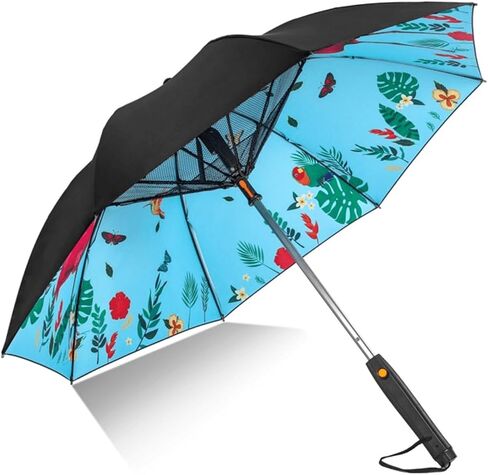 Umbrella with Fan and Mist Spray, USB Rechargeable, UPF 50+ Sun and Rain, Portable Umbrella & Cooling Fan for Beach, Travel and Festivals (with a plastic bottle) in Saudi Arabia