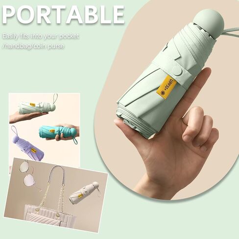 Travel Umbrella Portable Compact Folding Umbrellas With Round Handle for Kids Women/Pocket Mini for Purse/Umbrellas for UV Sun & Rain Small for Backpack/Parasol with Capsule Case in Kuwait