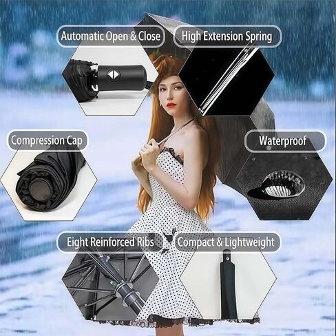 Folding Inverted Umbrella,Automatic Open Close Travel Umbrella,Windproof Reverse Parasol For Outdoor Weather Protection(Auto) in Kuwait