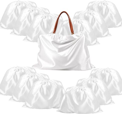12 Pack Dust Bags for Handbags, Satin Dust Cover Bag Purse Storage Organizer Drawstring Travel Storage Pouch Dustproof for Purses Shoes Boots Luggage, Black in Saudi Arabia