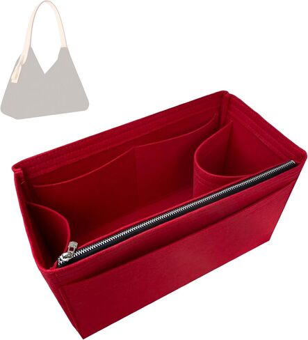 Divitize Premium Purse Organizer compatible with LV Slouchy PM/MM Insert — Handmade 2mm Felt Insert, Perfect Fit, No Bulky Effect & Gold Zipper (Red, For Slouchy MM) in Saudi Arabia