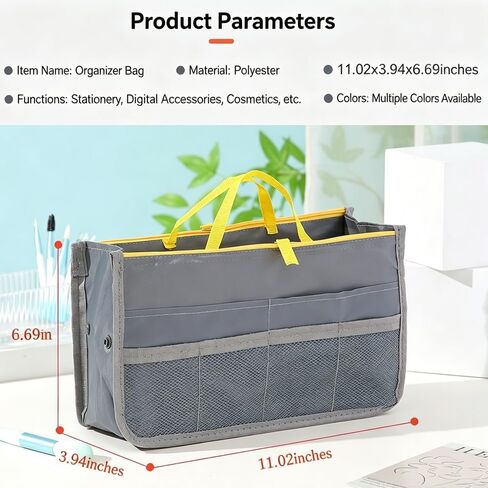 1 Piece Purse Organizer Insert, Foldable Bag in Bag Organizer, Multi-Pocket Tote Organizer, with Handheld Design, for Digital Accessories, Cosmetics (Navy Blue) in Kuwait