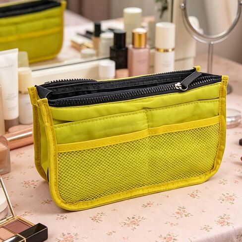 1 Piece Purse Organizer Insert, Foldable Bag in Bag Organizer, Multi-Pocket Tote Organizer, with Handheld Design, for Digital Accessories, Cosmetics (Navy Blue) in Kuwait