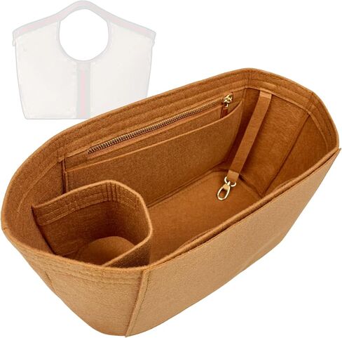 Organizer for GG Giglio Small/Large Tote Bag, Felt Purse Insert with Key Hook Zipper Pocket Water Bottle Holder (Small, Chocolate) in Saudi Arabia