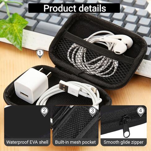 Portable Mini Storage Bag, Suitable for Electronic Accessory Handbags,can Store Power Cords, Chargers, Headphones Organizer, Black in Kuwait