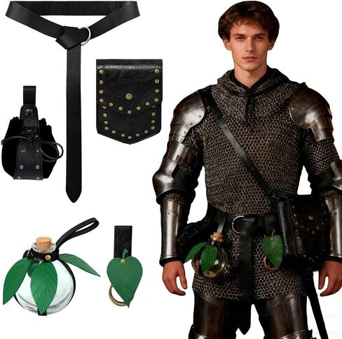 Simple polymer 5 Pcs Renaissance Costume Accessory Halloween Belt Pouch Witch Bottle Magic Bottle Viking Belt Medieval Accessories in Saudi Arabia