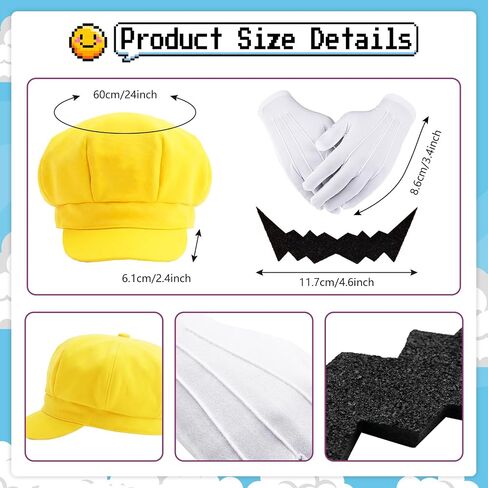 5Pcs Purple Overalls Costume Set with Yellow Top,Mustache Hat for Kids Halloween Party Cosplay in Kuwait