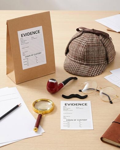 Detective Costume Accessories Set for Adults,Sherlock Holmes Kit,Deerstalker Hat,5X Magnifying Glass,Resin Pipe,Evidence Bag in Saudi Arabia