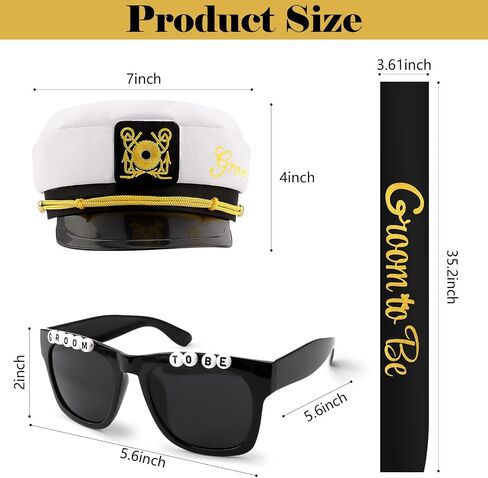 Chanaco Groom Captain Hat Groom to Be Sunglasses Bachelorette Party Favors Decorations Wedding Accessories Bridal Shower Sashes Engagement Gifts in Kuwait