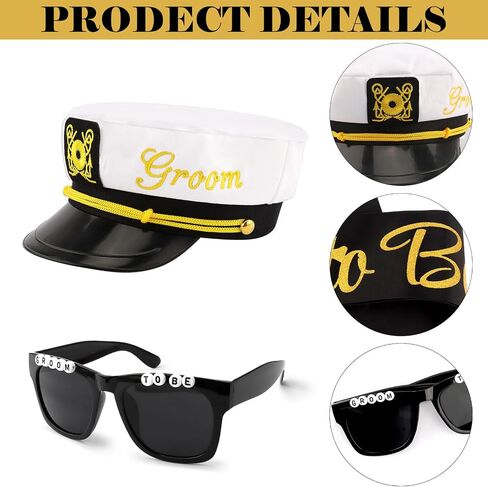 Chanaco Groom Captain Hat Groom to Be Sunglasses Bachelorette Party Favors Decorations Wedding Accessories Bridal Shower Sashes Engagement Gifts in Kuwait