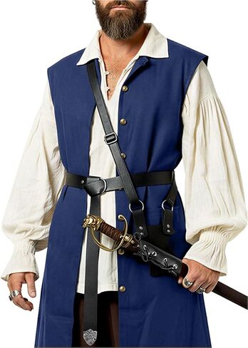 Medieval Belt and Baldric Set – Adjustable Leather Belt with Cross-Body Sword Holder for LARP and Cosplay in Saudi Arabia