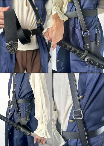 Medieval Belt and Baldric Set – Adjustable Leather Belt with Cross-Body Sword Holder for LARP and Cosplay in Saudi Arabia