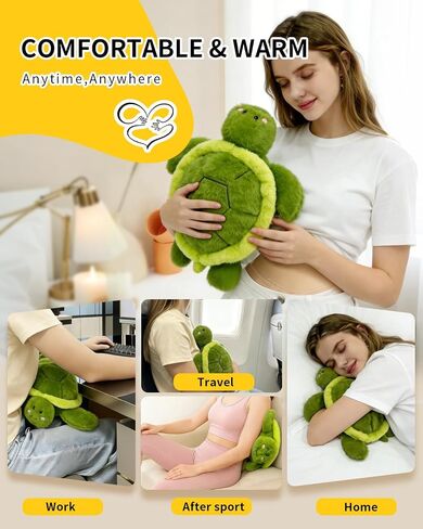 Cordless Heating Pad for Period Cramps Turtle Plush Toy Heated Stuffed Animal for Muscle Pain Portable with 10000mAh Power Bank 5 Temperature Settings with Auto Shut-Off Cute Gifts for Women Girls in Kuwait