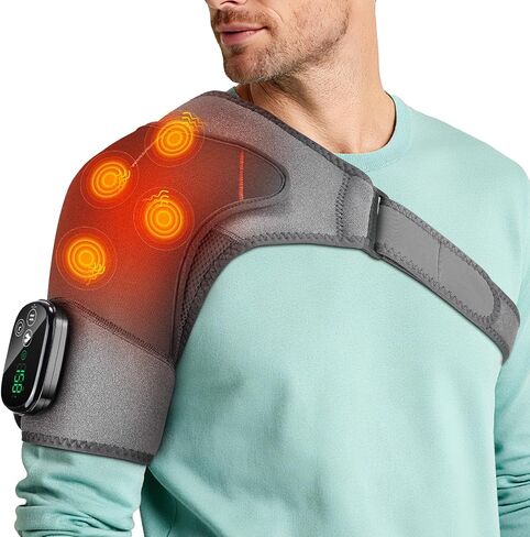 Upgraded Shoulder Heating Pad, Heated Shoulder Brace with 5 Heat Levels and 5 Vibration Modes for Men and Women Rotator Cuff, Arthritis and Frozen Shoulder Pain Relief in Saudi Arabia