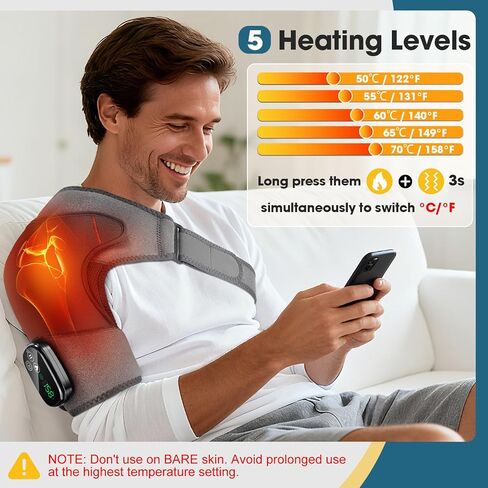 Upgraded Shoulder Heating Pad, Heated Shoulder Brace with 5 Heat Levels and 5 Vibration Modes for Men and Women Rotator Cuff, Arthritis and Frozen Shoulder Pain Relief in Saudi Arabia