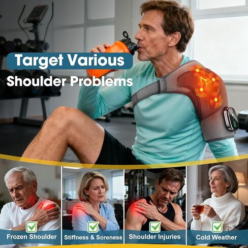 Upgraded Shoulder Heating Pad, Heated Shoulder Brace with 5 Heat Levels and 5 Vibration Modes for Men and Women Rotator Cuff, Arthritis and Frozen Shoulder Pain Relief in Saudi Arabia