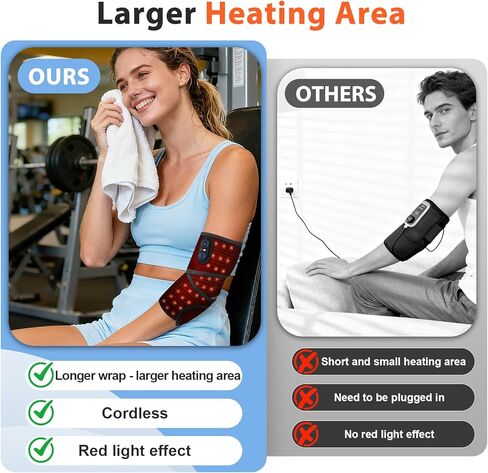 Cordless Heating Pad for Arm Elbow Wrist Leg Pain Relief, Red Light Knee Ankle Heating Pads, Heated Elbow Brace Wrap Heating Pad for Arm, Wrist, Ankle, Leg with 3 Heating Levels in Saudi Arabia