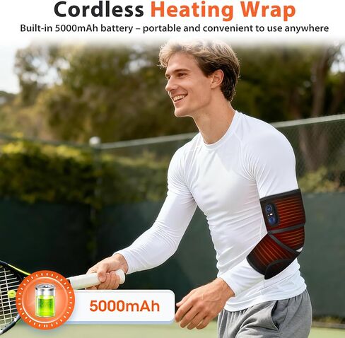 Cordless Heating Pad for Arm Elbow Wrist Leg Pain Relief, Red Light Knee Ankle Heating Pads, Heated Elbow Brace Wrap Heating Pad for Arm, Wrist, Ankle, Leg with 3 Heating Levels in Saudi Arabia