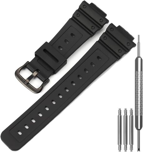 Replacement Black Resin Watch Band Compatible with Casio G-Shock DW5600UE-1V DW-5600BB-1CR DW-5600UBB-1ER DW5600RL-1 - Men’s Adjustable Strap in Saudi Arabia