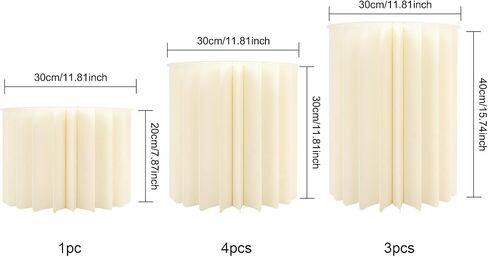8Pcs Cylinder Pedestal Stands, Foldable Cardboard Centerpiece Display Flower Vases with Clear Panels for Party Wedding Decoration, H7.9in+H11.8in+H15.8in, Milky White in Saudi Arabia