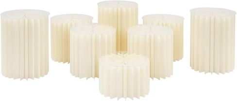 8Pcs Cylinder Pedestal Stands, Foldable Cardboard Centerpiece Display Flower Vases with Clear Panels for Party Wedding Decoration, H7.9in+H11.8in+H15.8in, Milky White in Saudi Arabia