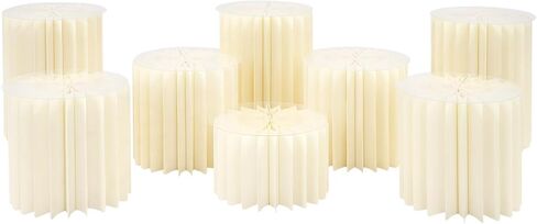 8Pcs Cylinder Pedestal Stands, Foldable Cardboard Centerpiece Display Flower Vases with Clear Panels for Party Wedding Decoration, H7.9in+H11.8in+H15.8in, Milky White in Saudi Arabia
